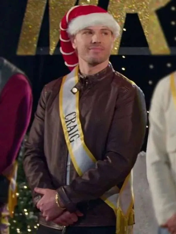 Craig Geoghan Finding Mr. Christmas Brown Leather Jacket
