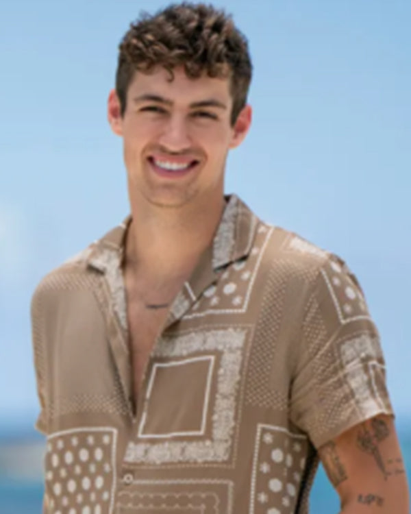 Temptation Island S06 Logan Paulsen Camel Brown Pailsley Shirt