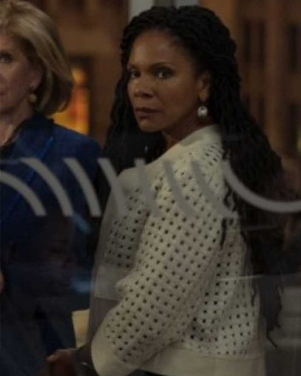 The Good Fight S06 Audra McDonald Leather Trim Grid Jacket