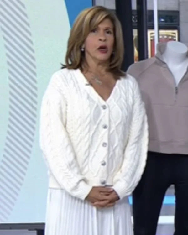 The Today Show Hoda Kotb White Cable Knitted Cardigan