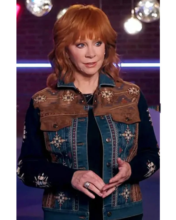 The Voice 2024 Reba Embroidered Suede Denim Jacket