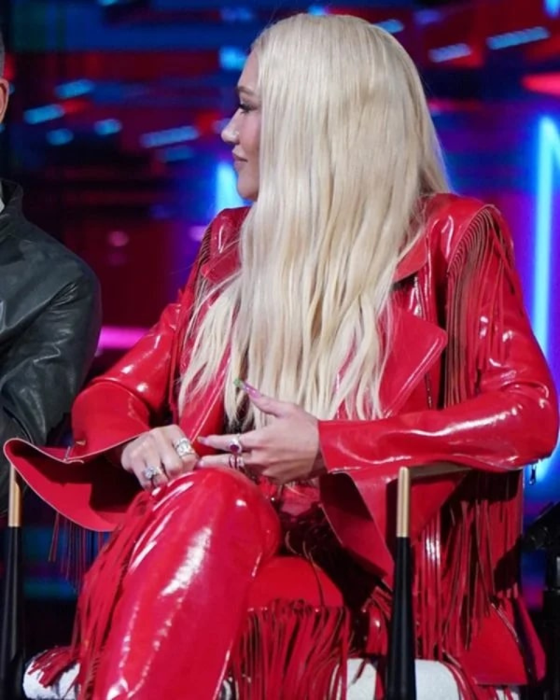 The Voice S026 Gwen Stefani Red Leather Blazer