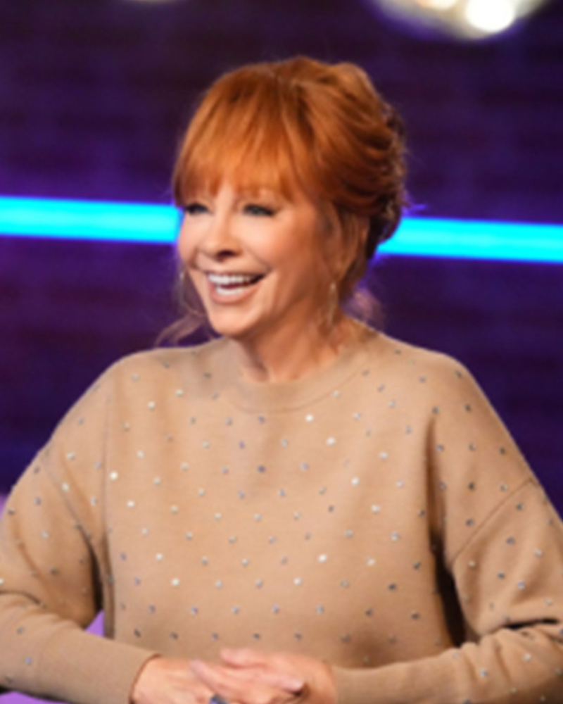 The Voice S26 Reba Mcentire Beige Embellished Jumper