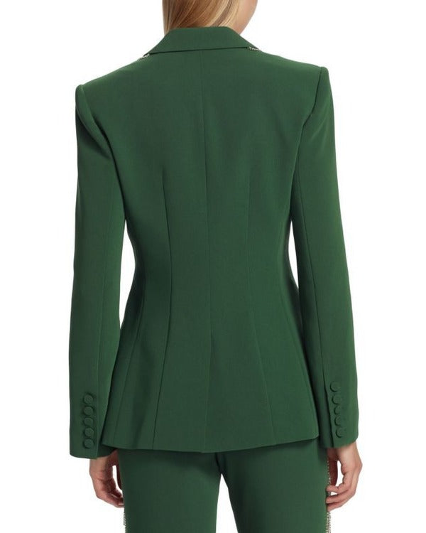The Voice S26 Reba McEntire Green Embellished Fringed Blazer
