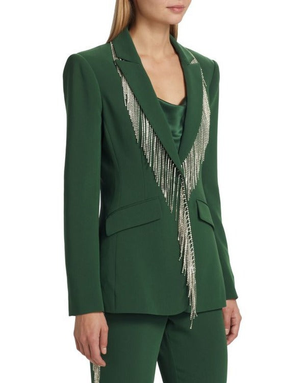 The Voice S26 Reba McEntire Green Embellished Fringed Blazer