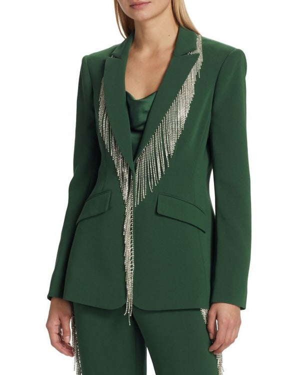 The Voice S26 Reba McEntire Green Embellished Fringed Blazer