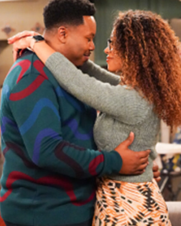 The Neighborhood S07 Marcel Spears Green Swirl Print Sweater