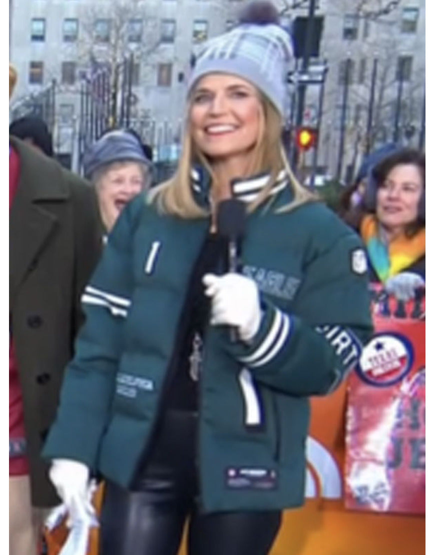 The Today Show 2025 Savannah Guthrie Green Puffer Eagles Jacket