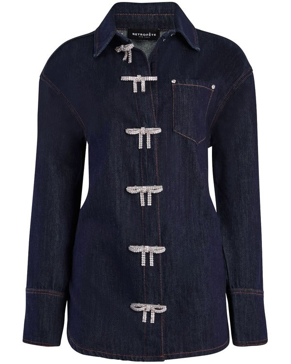 The Today Show 2025 Sunny Anderson Bow Denim Shirt