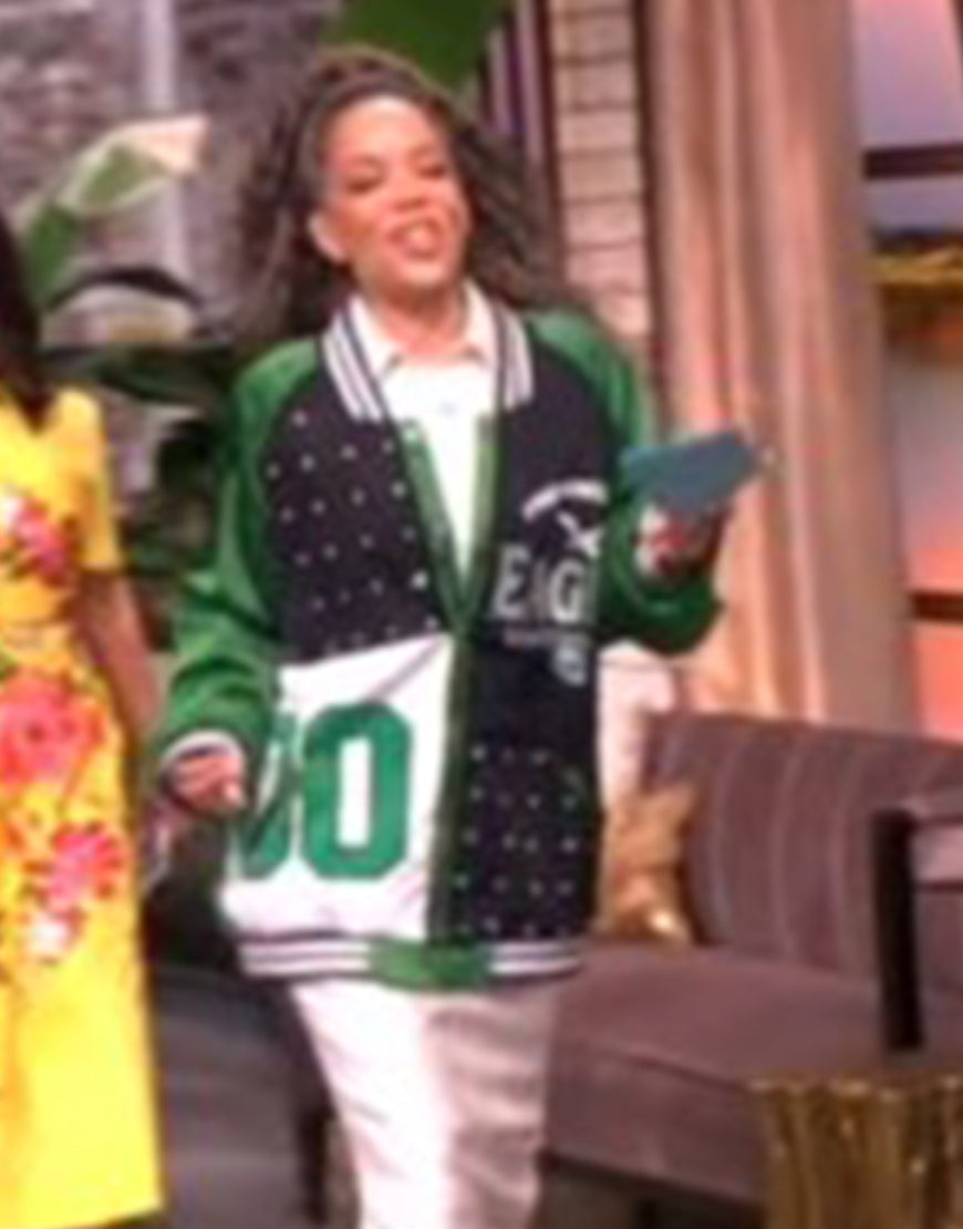The View 2025 Sunny Hostin Eagles Embellished Bomber Jacket