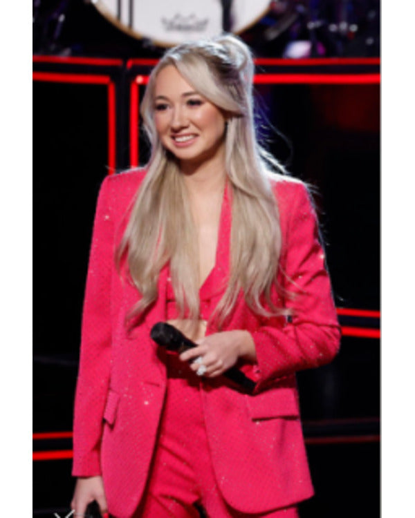 TheVoiceS26ChristinaEagleHotPinkEmbellishedFashionableBlazer