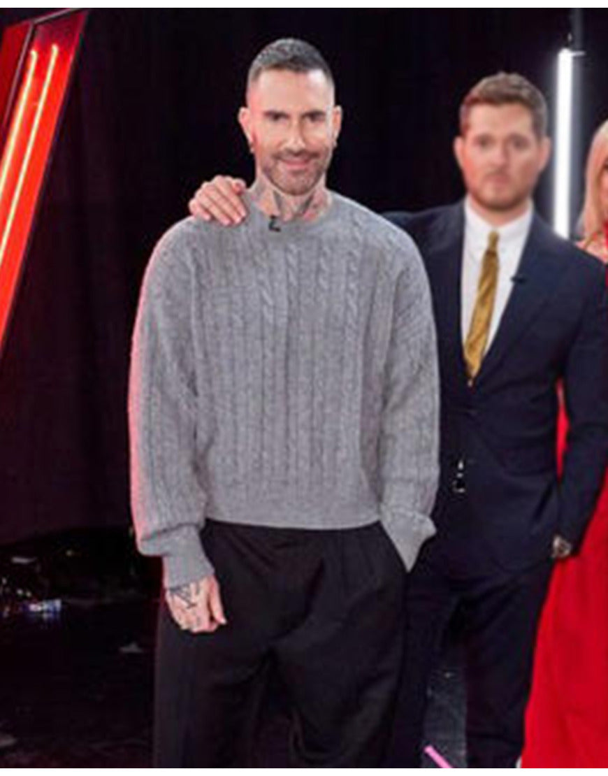 The Voice S27 Adam Levine Grey Knitted Sweater