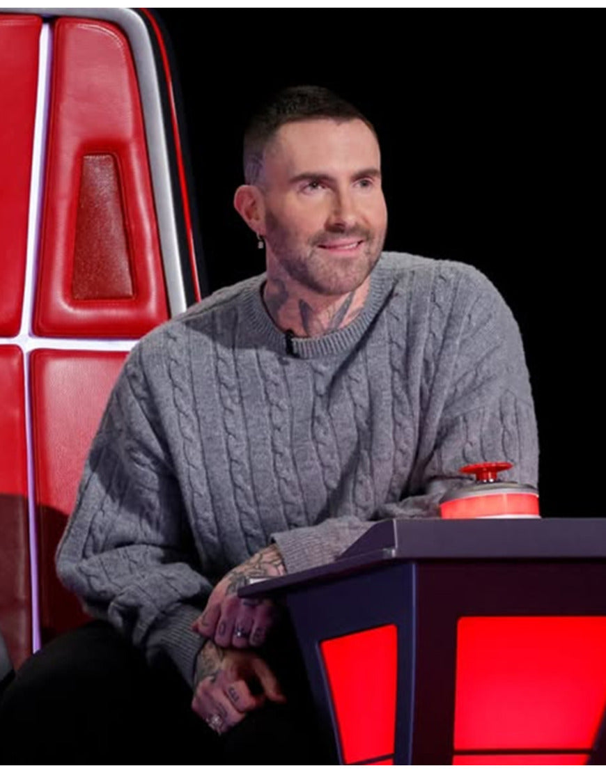 The Voice S27 Adam Levine Grey Knitted Sweater