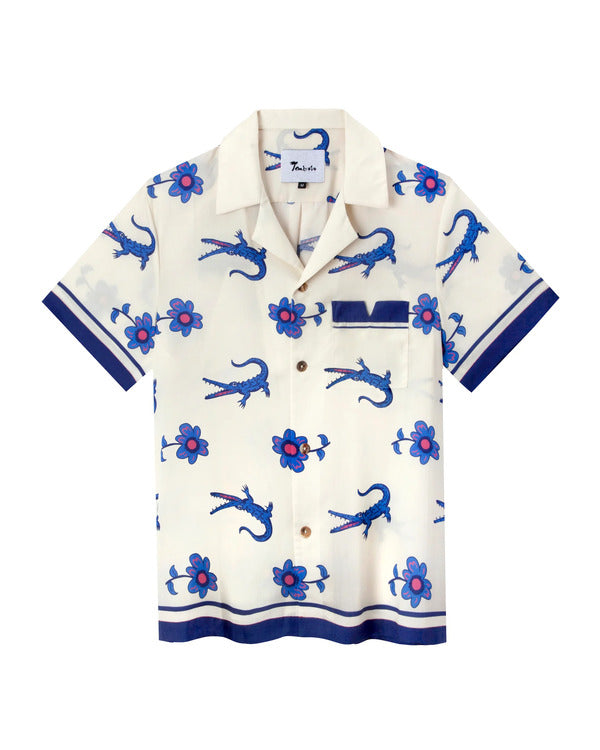 The White Lotus S03 Sam Nivola Crocodile & Floral Print Shirt