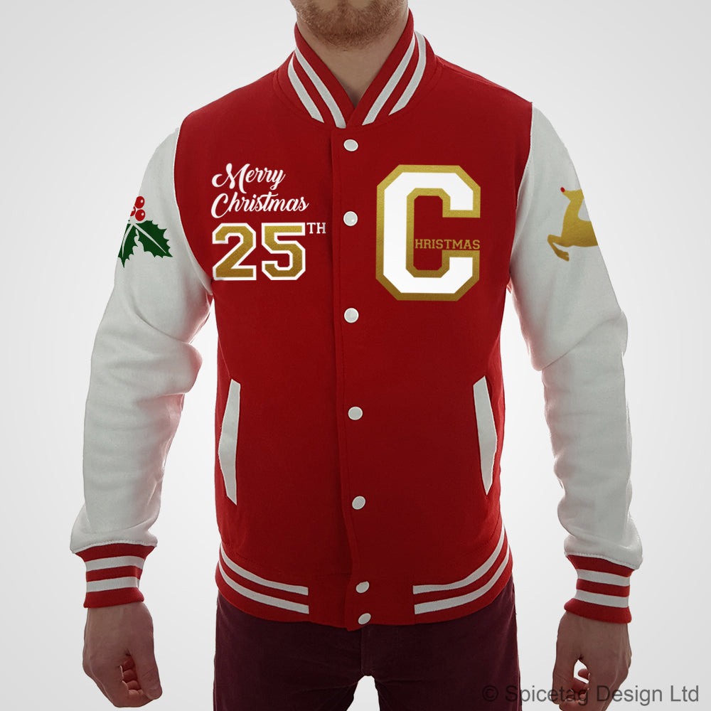 Merry Christmas Red Varsity Jacket