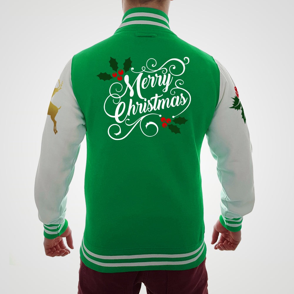 Merry Christmas Green Varsity Jacket