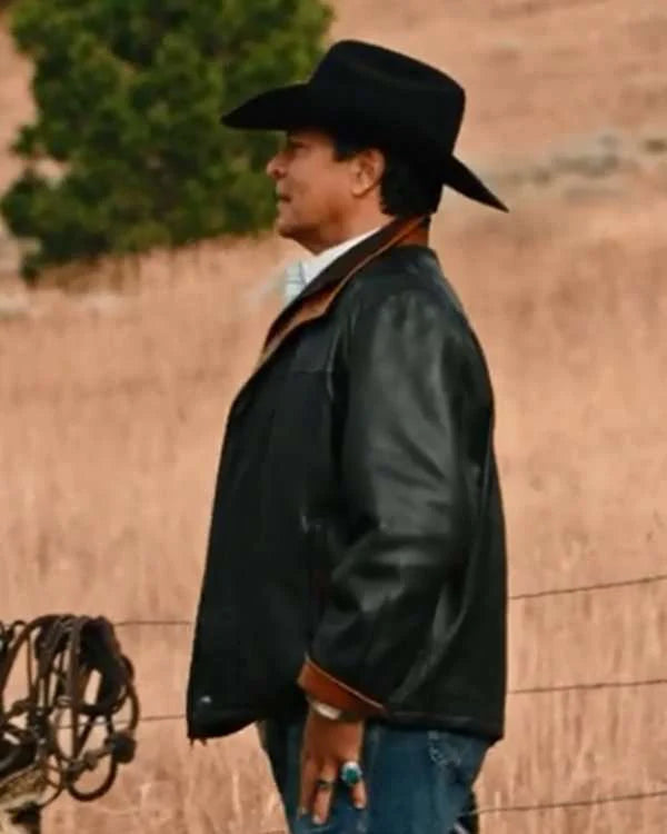 Thomas Rainwater Yellowstone Gil Birmingham Black Leather Jacket