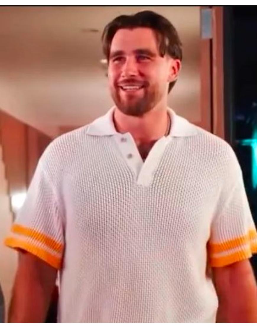 Tight End University Travis Kelce Crochet Knit Polo Shirt