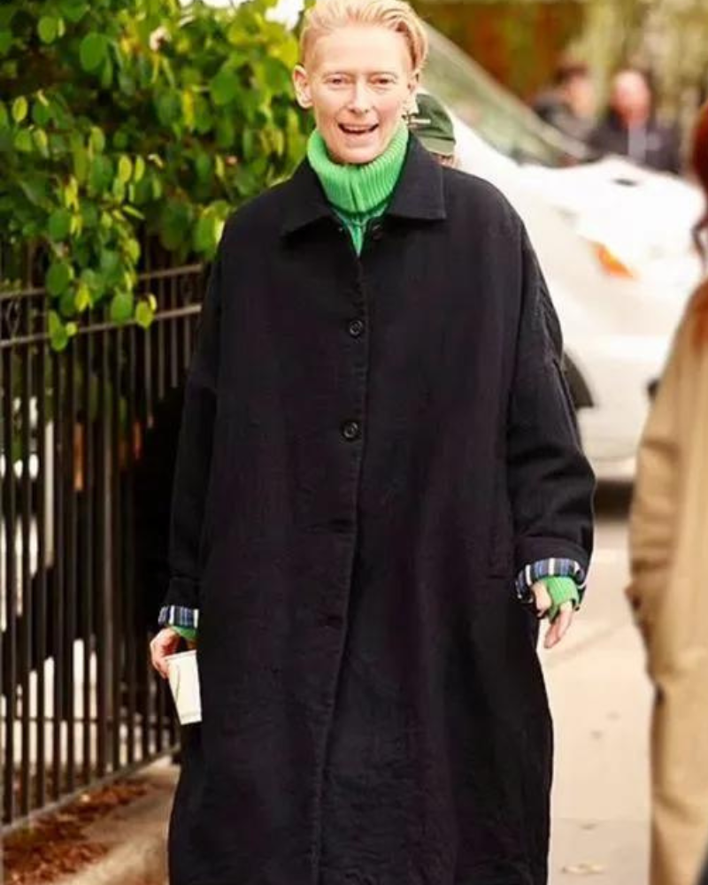 The Room Next Door 2024 Tilda Swinton Black Coat
