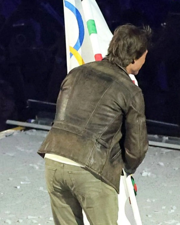 Paris 2024 Olympic Closing Ceremony Tom Cruise Leather Jacket
