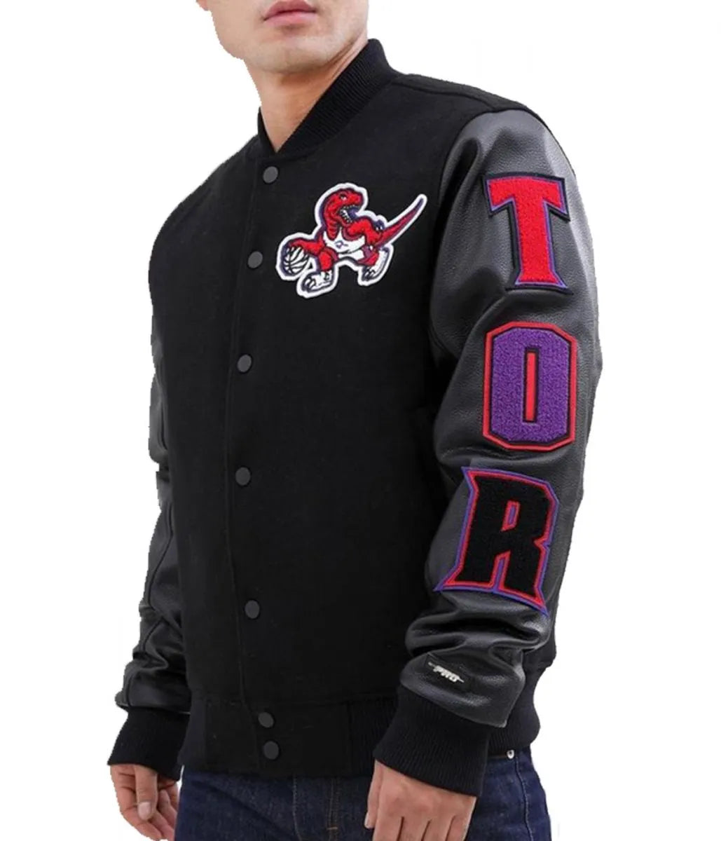 Toronto Raptors Black Letterman Jacket