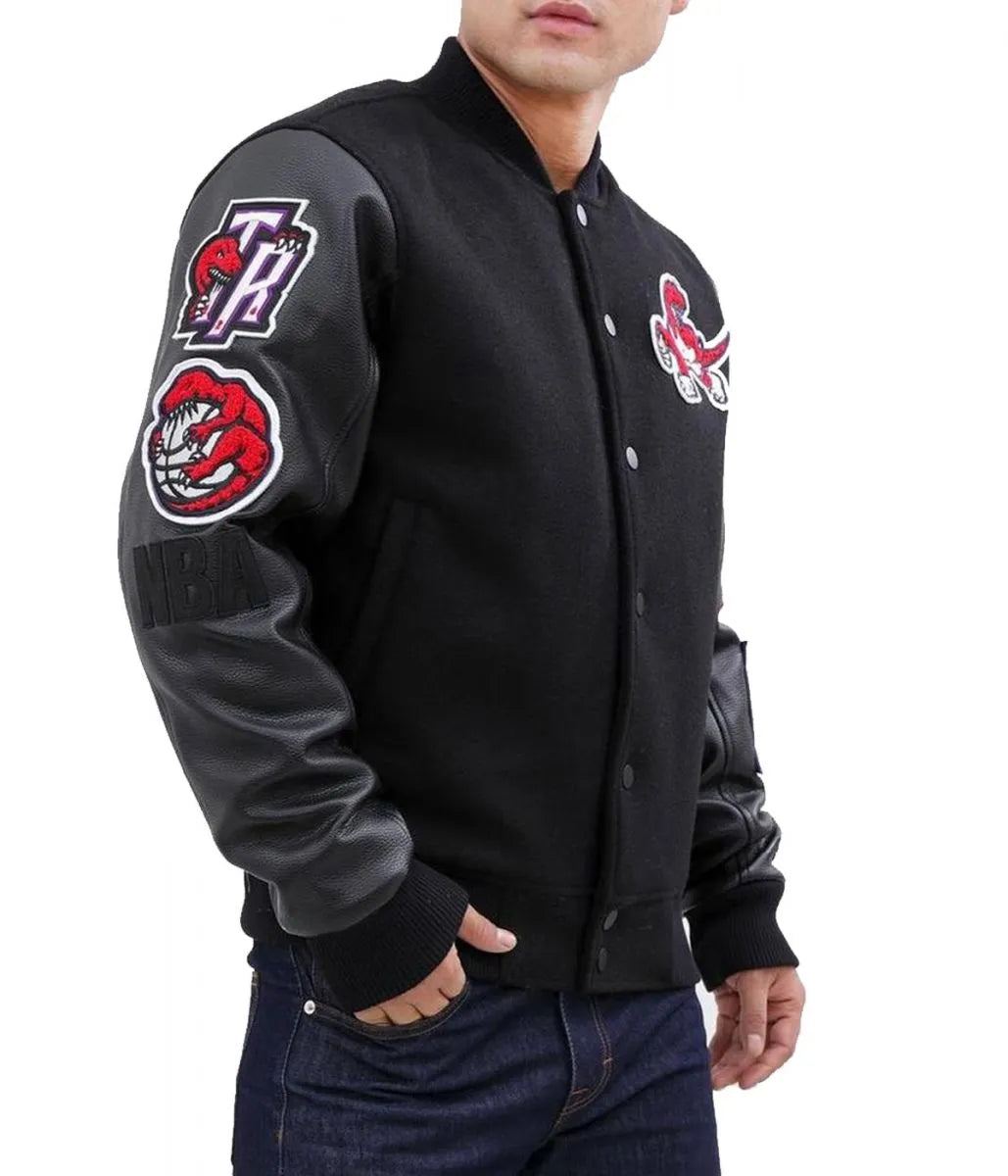 Toronto Raptors Black Letterman Jacket