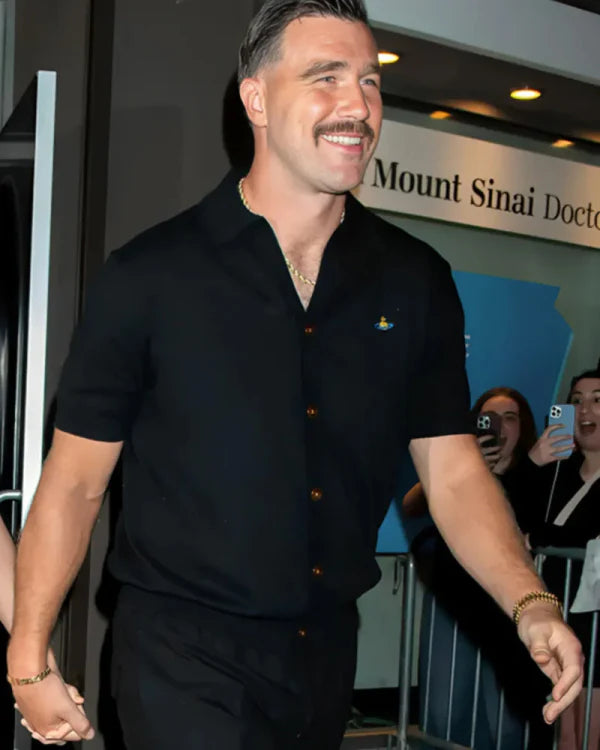 Travis Kelce 2024 Karen Elson’s Wedding Black Shirt