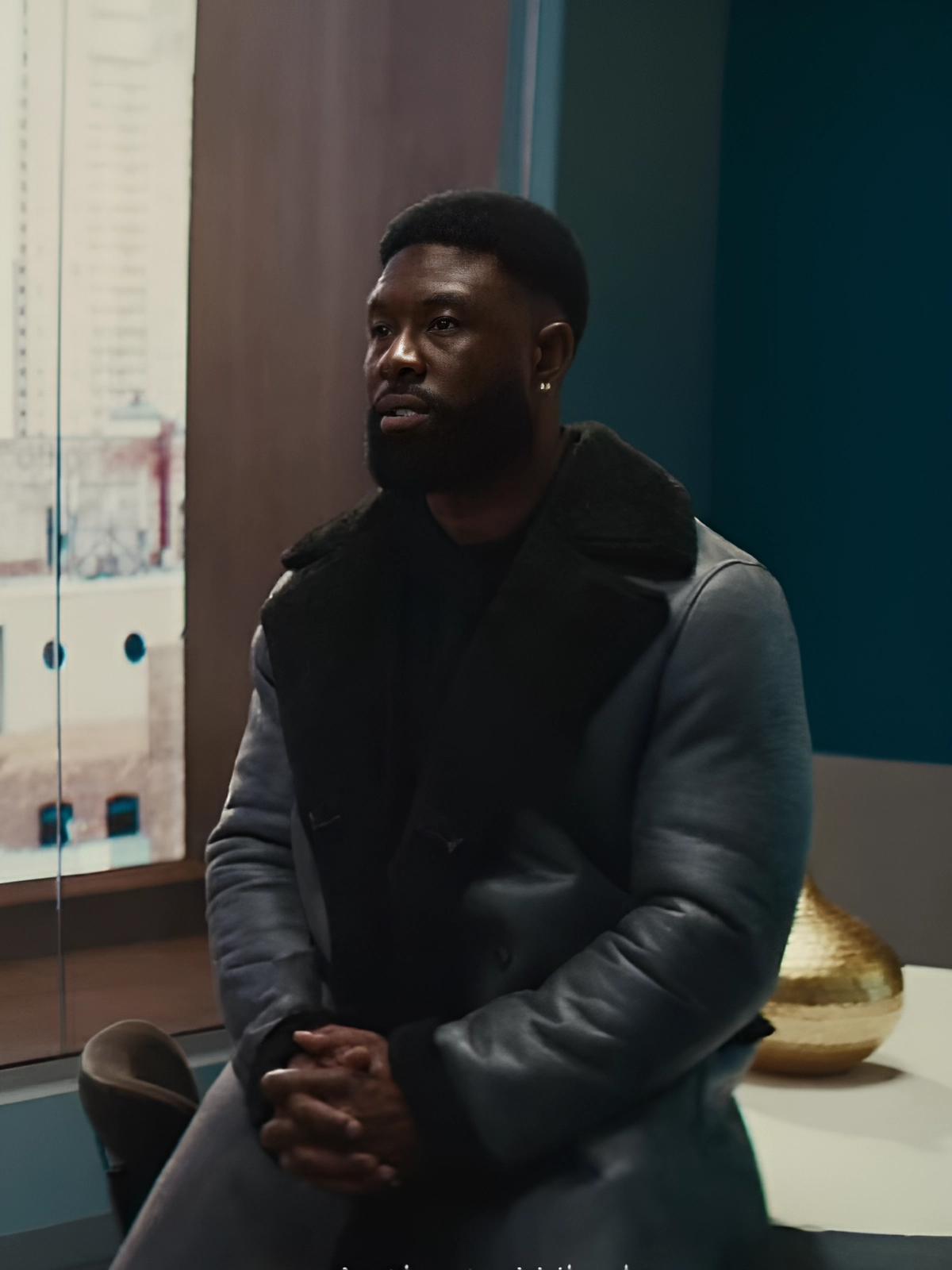 Mea Culpa 2024 Trevante Rhodes Shearling Coat
