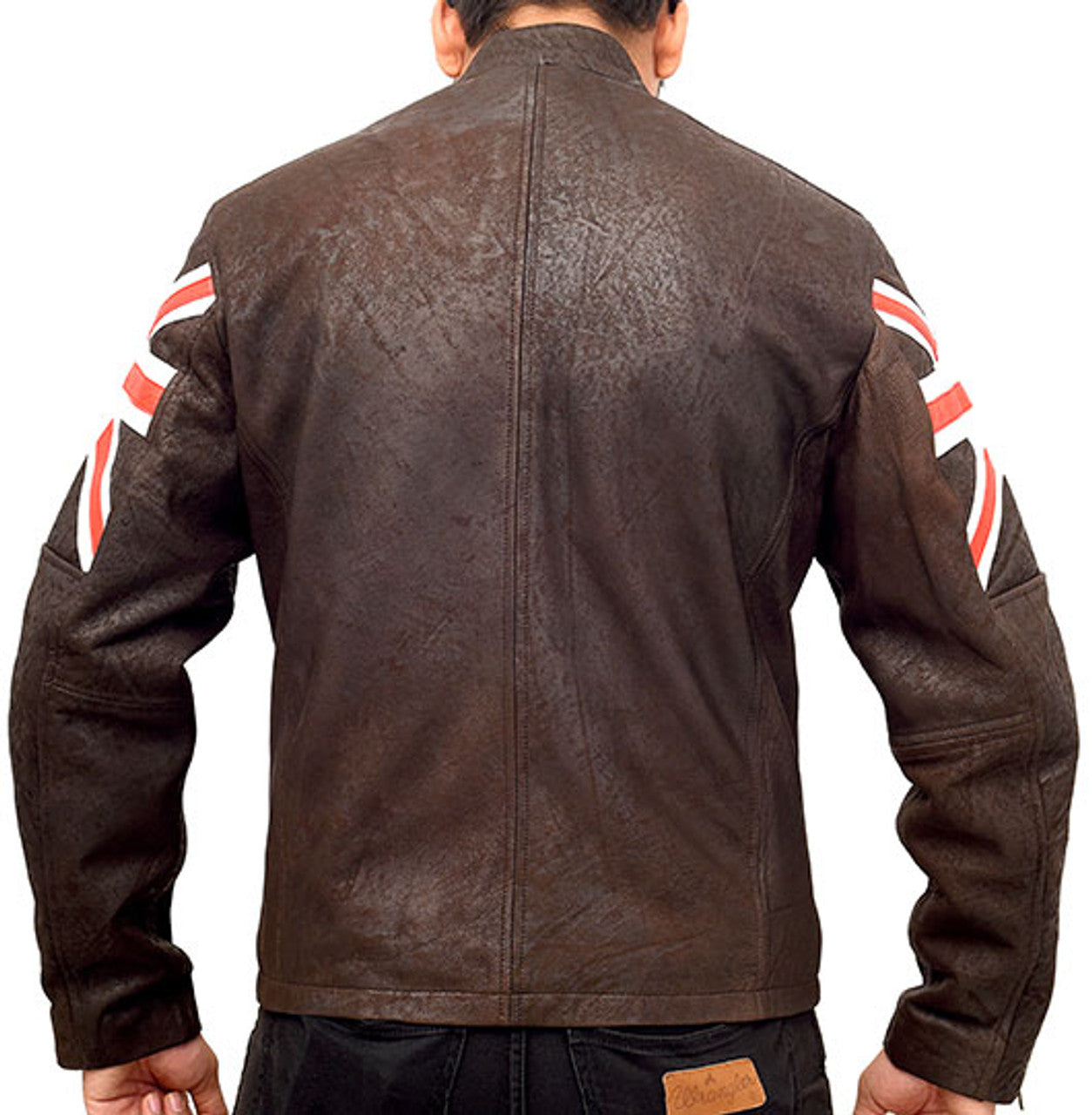 Union Jack UK Flag Logo Cafe Racer Leather Jacket