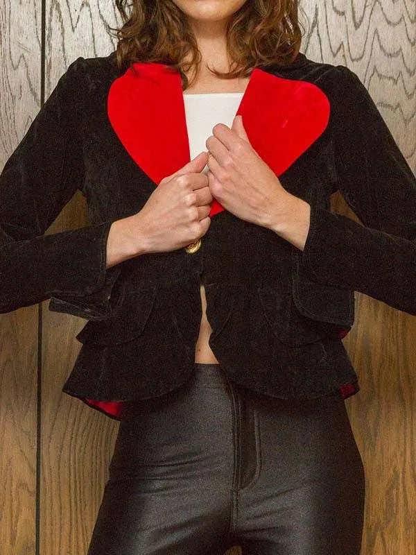 Valentine Red Heart Shape Black Blazer