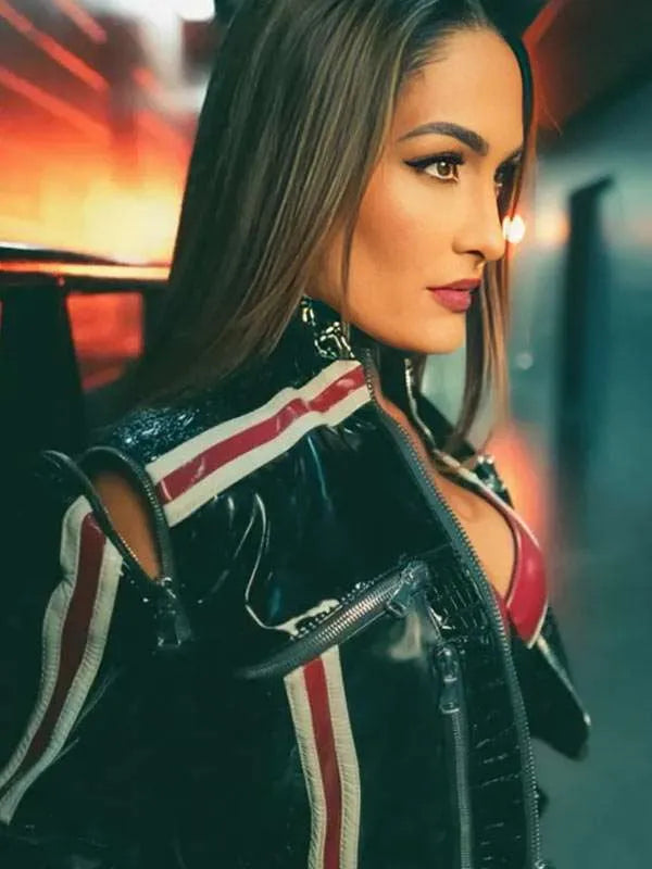 WWE Nikki Bella Black Leather Jacket