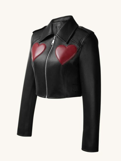 WWE Raw 2025 Gionna Daddio Red Hearts Leather Jacket