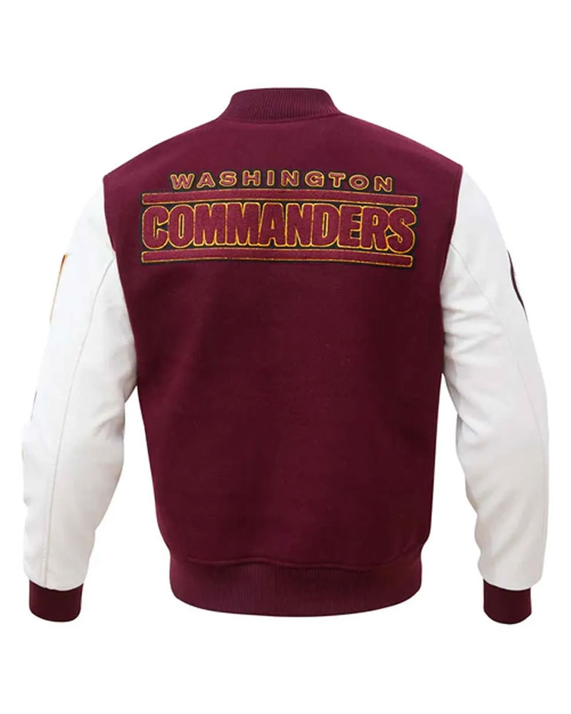 Washington Commanders Burgundy and White Letterman Jacket