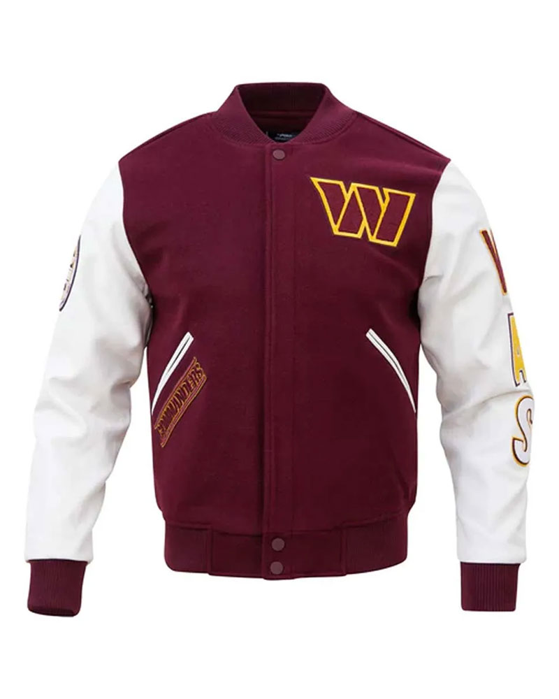 Washington Commanders Burgundy and White Letterman Jacket