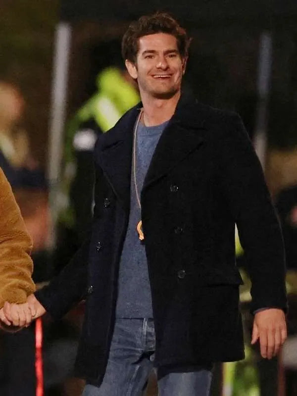 Andrew Garfield We Live in Time 2024 Blue Peacoat