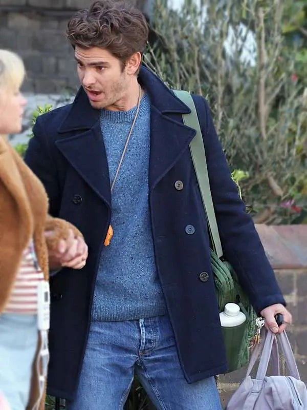 Andrew Garfield We Live in Time 2024 Blue Peacoat