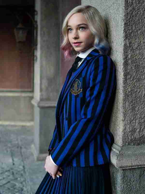 Wednesday S01 Emma Myers Blue Blazer Coat