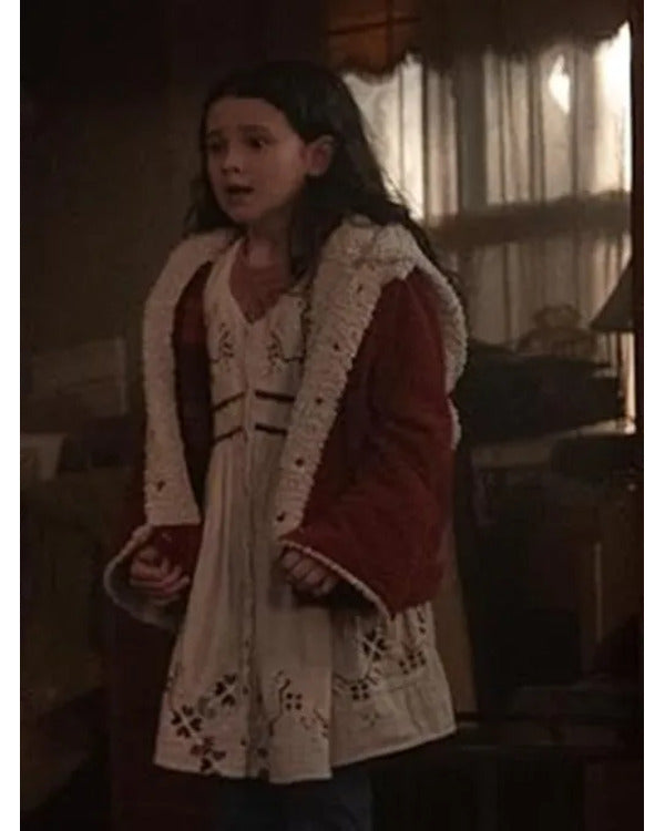 WolfMan2025MatildaFirthRedShearlingJacket