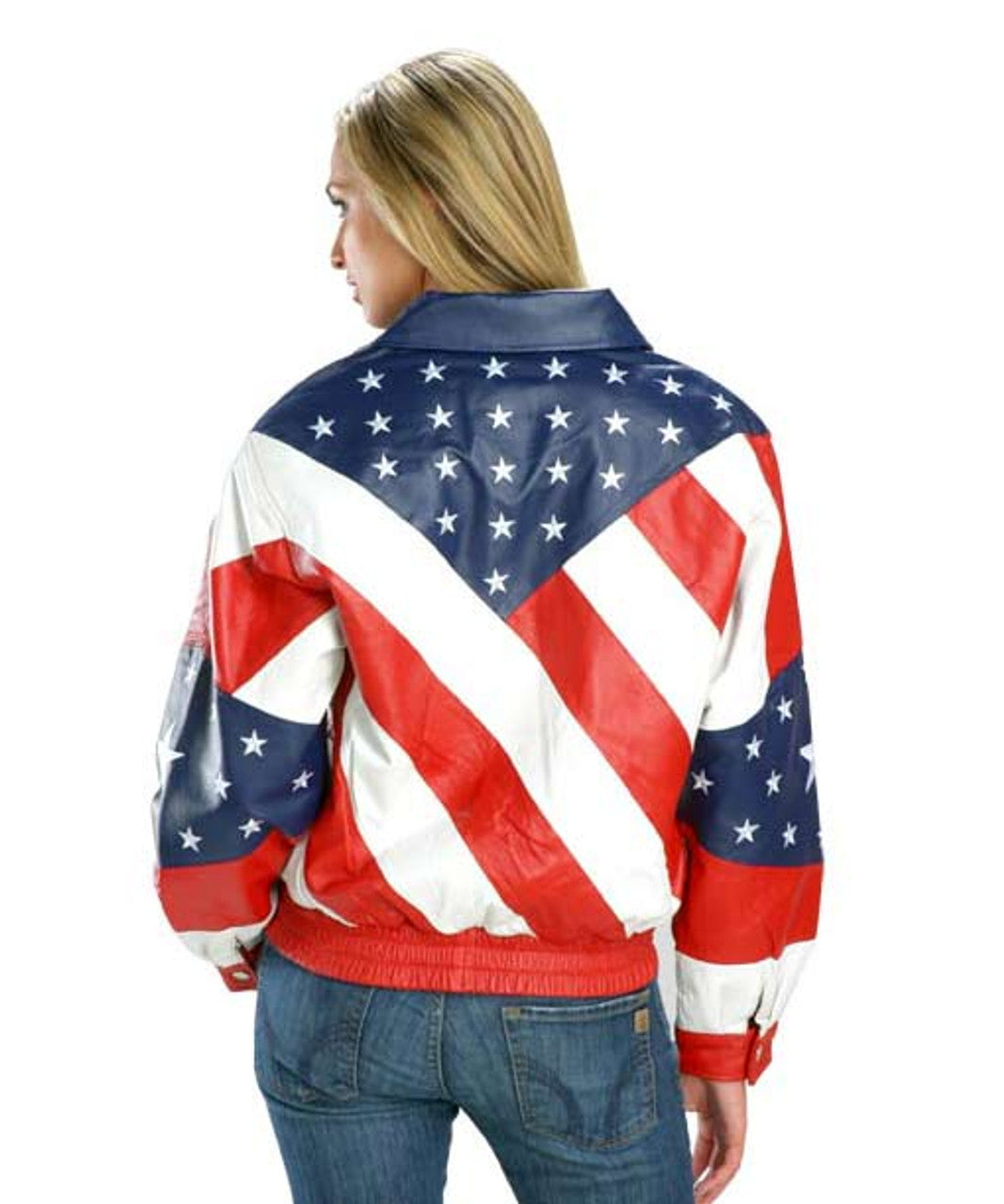 Women American Flag Leather Jacket