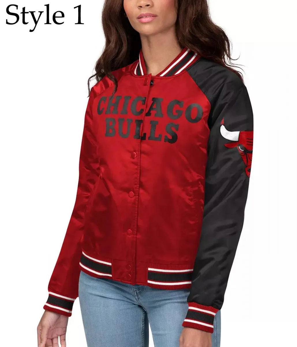 Women’s Varsity Chicago Bulls Satin Jacket