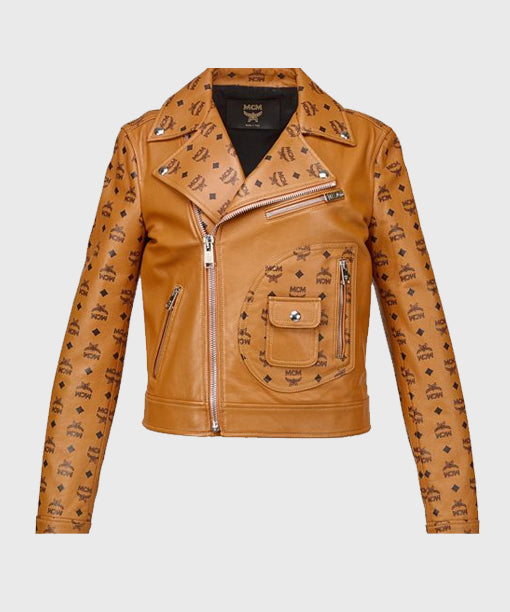 Women’s Biker Brown And Black Leather Jacket