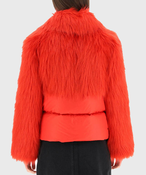 Women’s Red Faux Fur Puffer Jacket