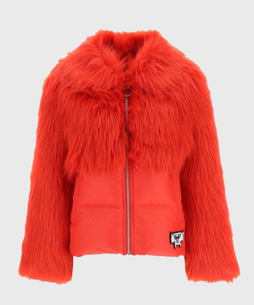 Women’s Red Faux Fur Puffer Jacket