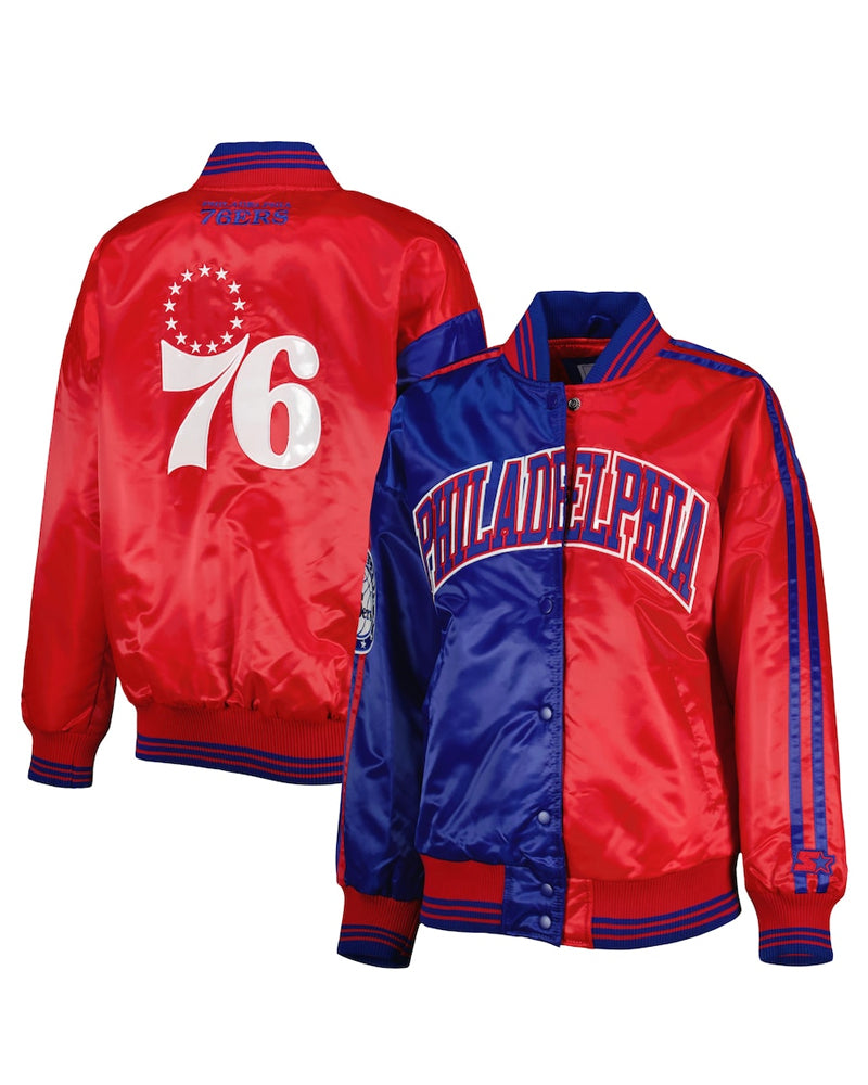 Women’s Philadelphia 76ers Royal/Red Split Colorblock Jacket