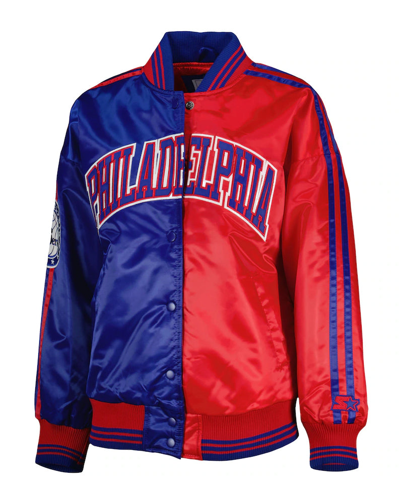 Women’s Philadelphia 76ers Royal/Red Split Colorblock Jacket