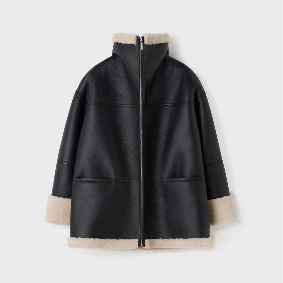 Women B3 RAF Aviator Styled Sheepskin Shearling Leather Jacket