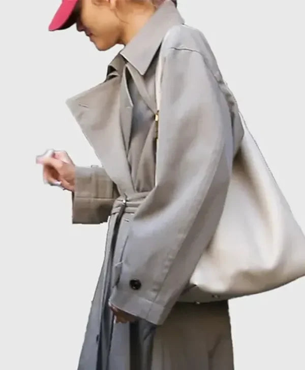 Zendaya Grey Cotton Trench Coat