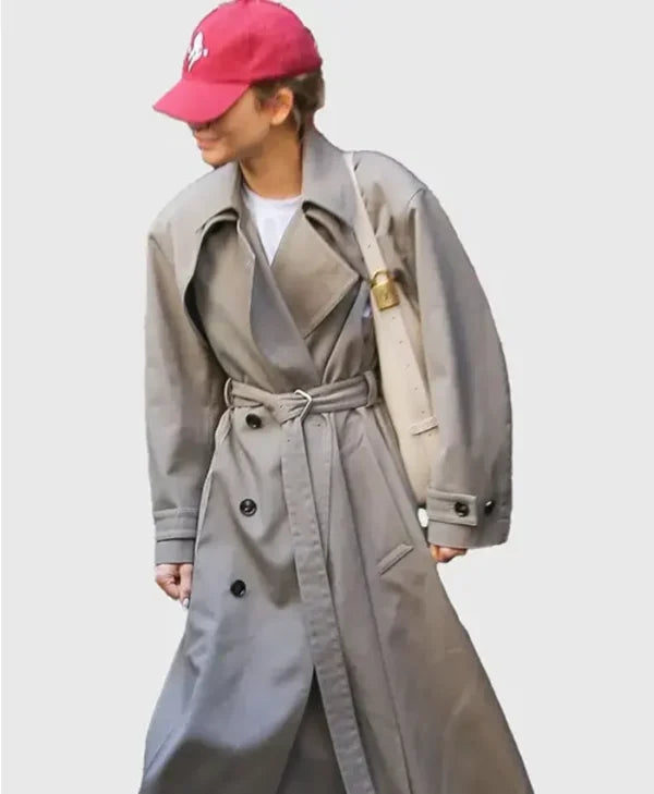 Zendaya Grey Cotton Trench Coat