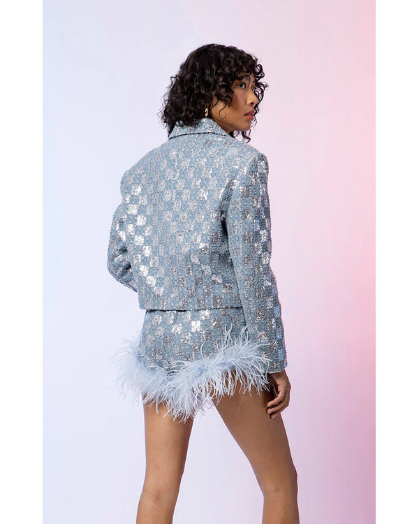 The Voice S27 Angie Rey Denim & Metallic Checkered Jacket