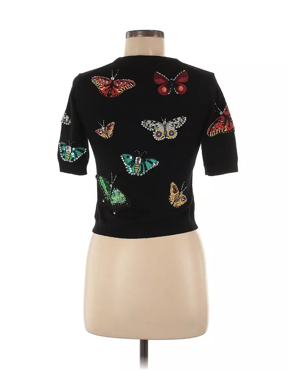 The Today Show Chassie Post Black Butterfly Sweater